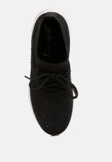 Elizha Stud Embellished Lace Up Sneakers from London Rag International