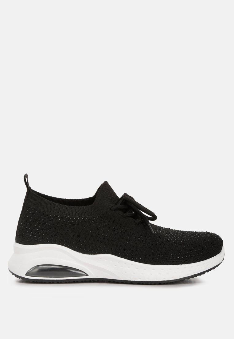 Elizha Stud Embellished Lace Up Sneakers from London Rag International