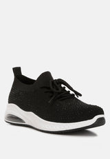 Elizha Stud Embellished Lace Up Sneakers from London Rag International