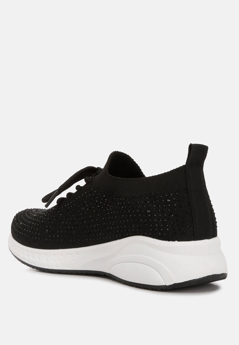 Elizha Stud Embellished Lace Up Sneakers from London Rag International