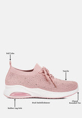 Elizha Stud Embellished Lace Up Sneakers from London Rag International