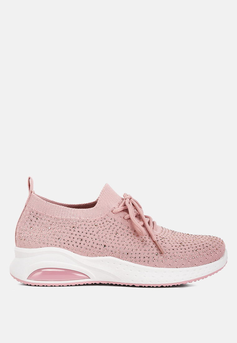 Elizha Stud Embellished Lace Up Sneakers from London Rag International