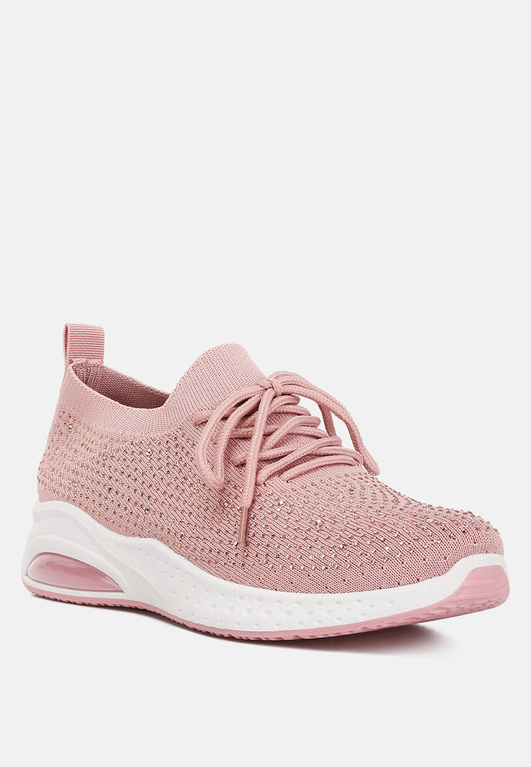 Elizha Stud Embellished Lace Up Sneakers from London Rag International