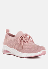 Elizha Stud Embellished Lace Up Sneakers from London Rag International