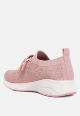 Elizha Stud Embellished Lace Up Sneakers from London Rag International