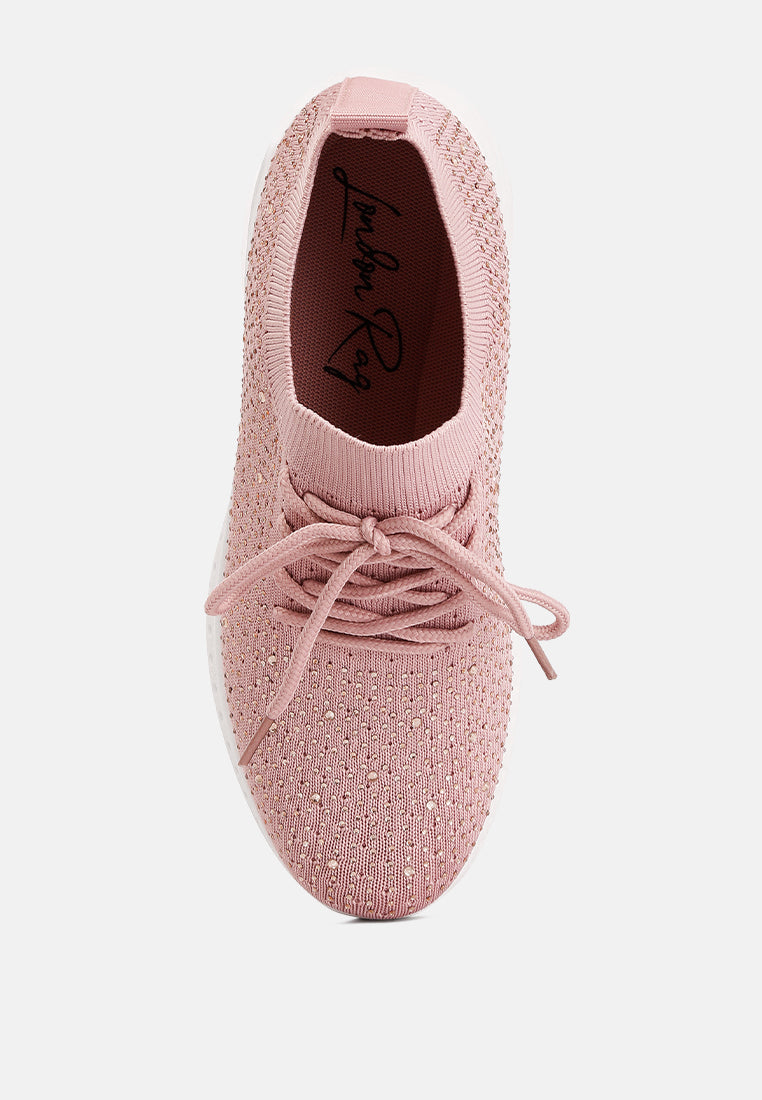 Elizha Stud Embellished Lace Up Sneakers from London Rag International