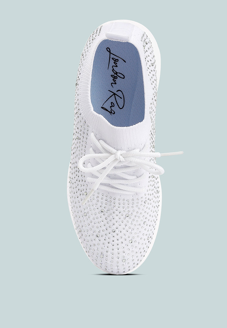 Elizha Stud Embellished Lace Up Sneakers from London Rag International