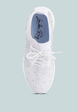 Elizha Stud Embellished Lace Up Sneakers from London Rag International