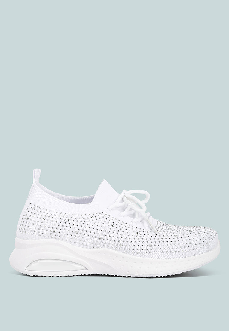 Elizha Stud Embellished Lace Up Sneakers from London Rag International