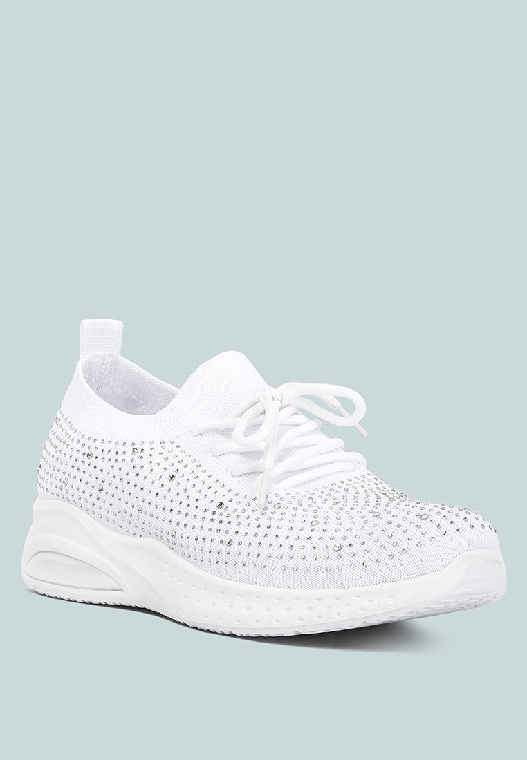 Elizha Stud Embellished Lace Up Sneakers from London Rag International