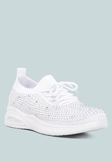 Elizha Stud Embellished Lace Up Sneakers from London Rag International