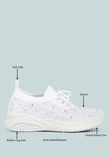 Elizha Stud Embellished Lace Up Sneakers from London Rag International