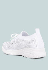 Elizha Stud Embellished Lace Up Sneakers from London Rag International