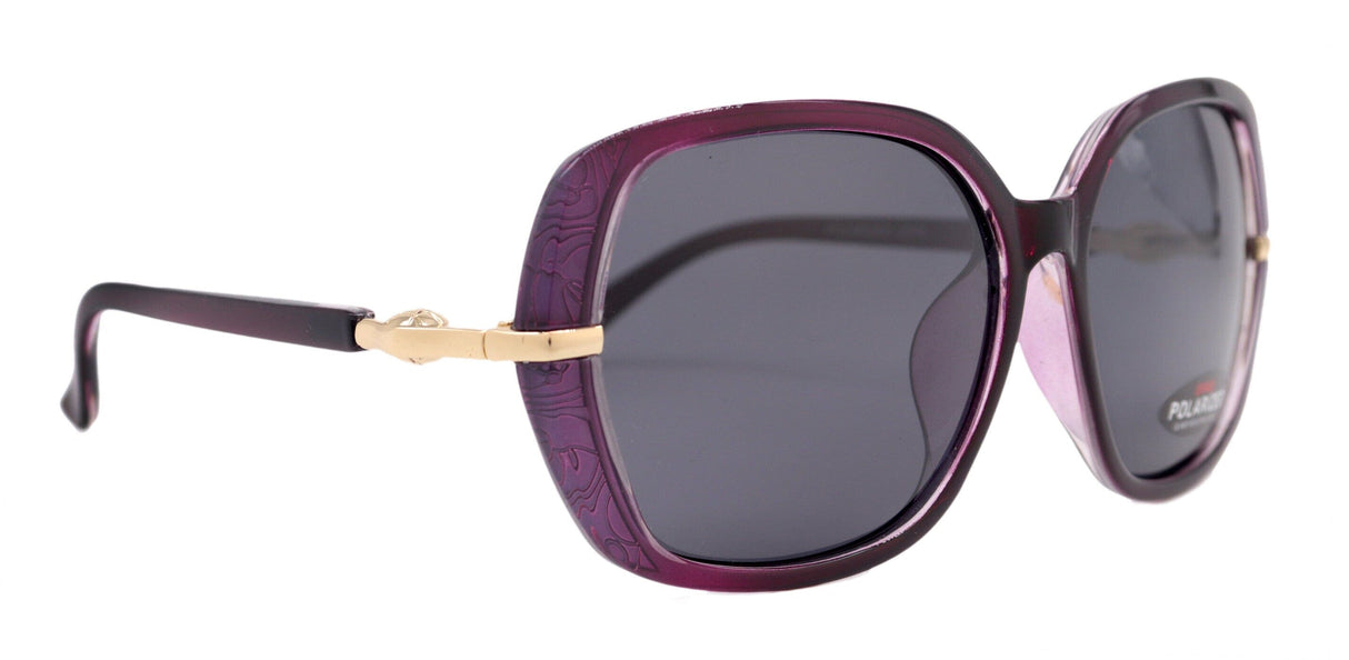 Ellis, (Polarized) Women Sunglasses, 1.1mm Polarized Grey Lenses 100% UVA-B Protection (Purple) (Square) Trendy Metal Temple NY Fifth Avenue From NY Fifth Avenue