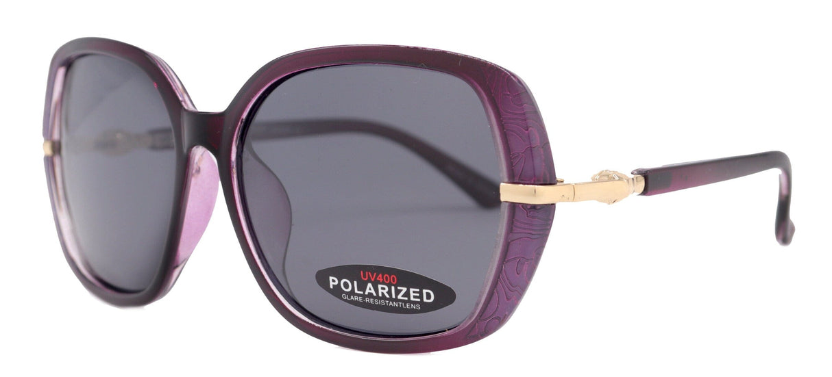 Ellis, (Polarized) Women Sunglasses, 1.1mm Polarized Grey Lenses 100% UVA-B Protection (Purple) (Square) Trendy Metal Temple NY Fifth Avenue From NY Fifth Avenue