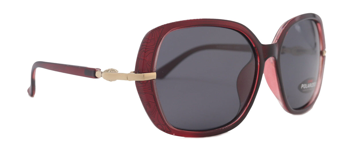 Ellis, (Polarized) Women Sunglasses, 1.1mm Polarized Grey Lenses, 100% UVA-B Protection (Red) (Square) Trendy Metal Temple NY Fifth Avenue From NY Fifth Avenue