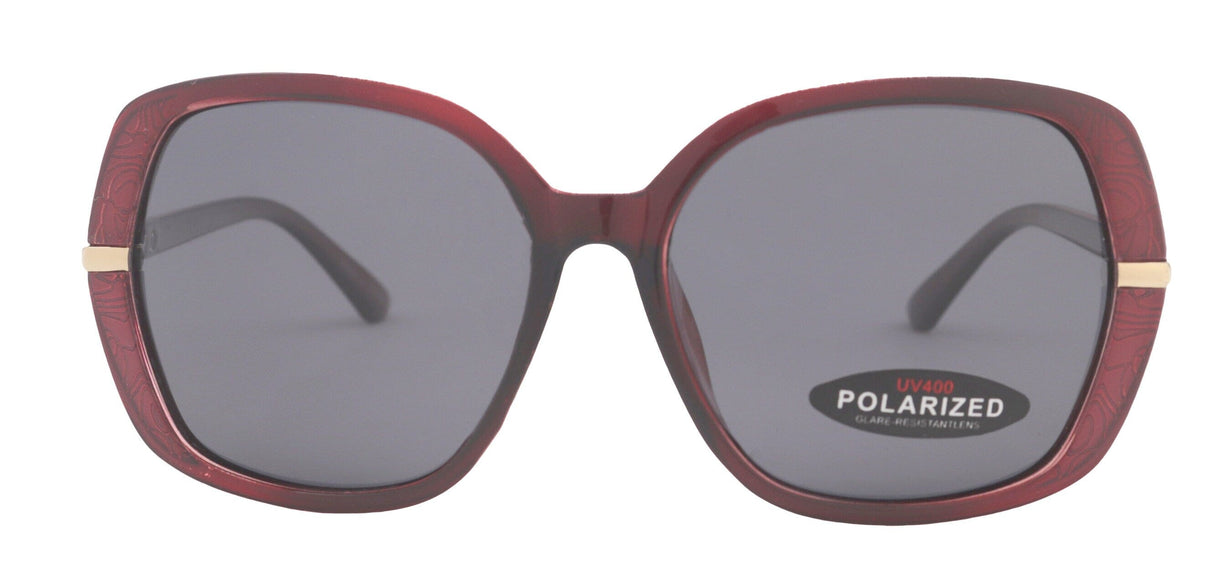 Ellis, (Polarized) Women Sunglasses, 1.1mm Polarized Grey Lenses, 100% UVA-B Protection (Red) (Square) Trendy Metal Temple NY Fifth Avenue From NY Fifth Avenue