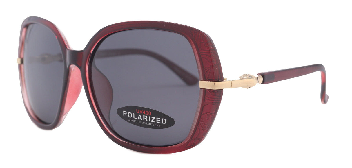 Ellis, (Polarized) Women Sunglasses, 1.1mm Polarized Grey Lenses, 100% UVA-B Protection (Red) (Square) Trendy Metal Temple NY Fifth Avenue From NY Fifth Avenue