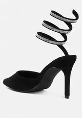Elvira Rhinestone Embellished Strap Up Sandals from London Rag International