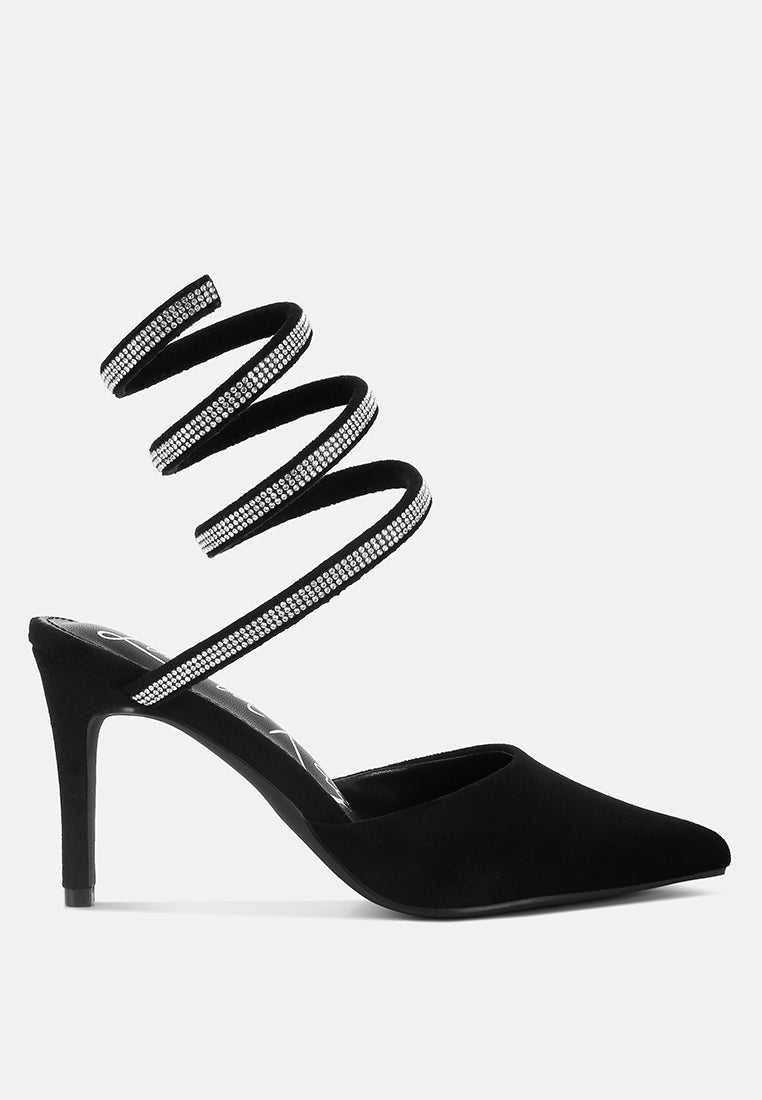 Elvira Rhinestone Embellished Strap Up Sandals from London Rag International