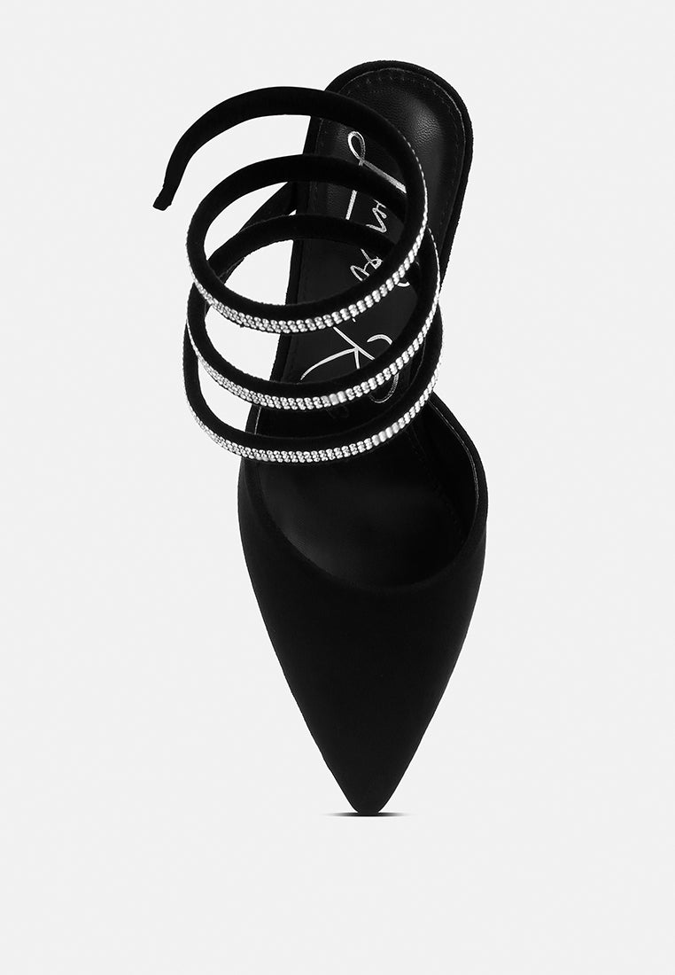 Elvira Rhinestone Embellished Strap Up Sandals from London Rag International