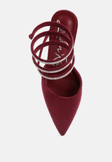 Elvira Rhinestone Embellished Strap Up Sandals from London Rag International