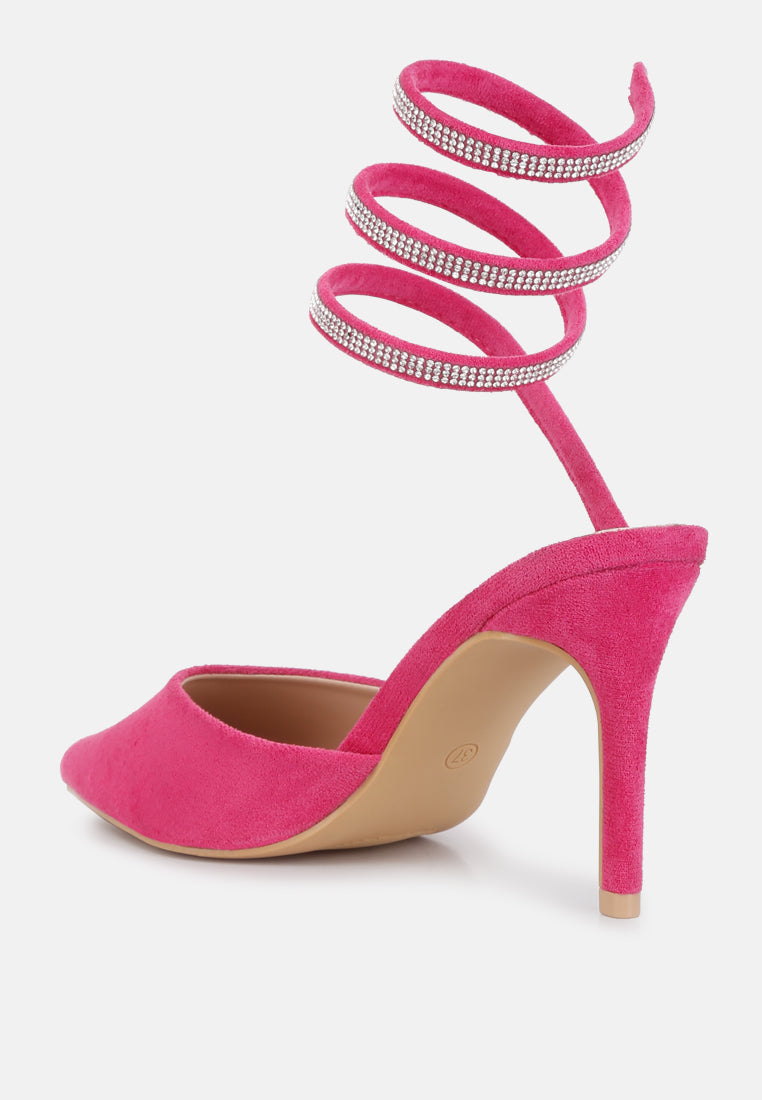 Elvira Rhinestone Embellished Strap Up Sandals from London Rag International