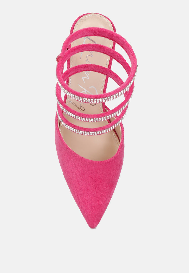 Elvira Rhinestone Embellished Strap Up Sandals from London Rag International