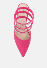 Elvira Rhinestone Embellished Strap Up Sandals from London Rag International