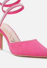 Elvira Rhinestone Embellished Strap Up Sandals from London Rag International