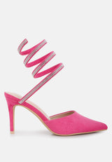 Elvira Rhinestone Embellished Strap Up Sandals from London Rag International