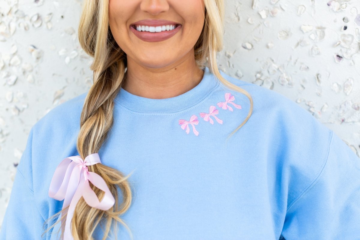 Embroidered 'Bow Collar' Crewneck Sweatshirt from United Monograms
