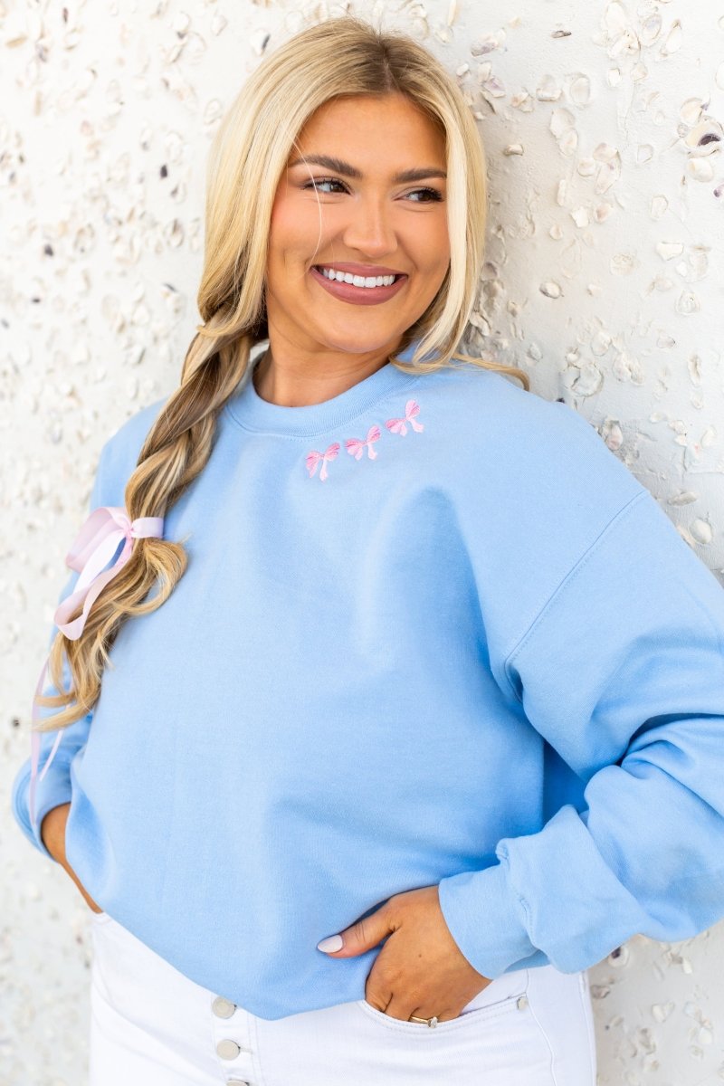 Embroidered 'Bow Collar' Crewneck Sweatshirt from United Monograms
