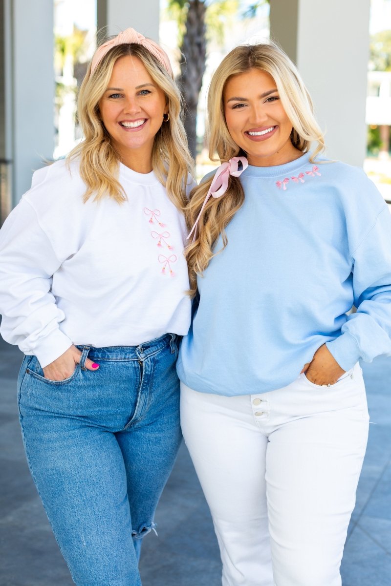 Embroidered 'Bow Collar' Crewneck Sweatshirt from United Monograms