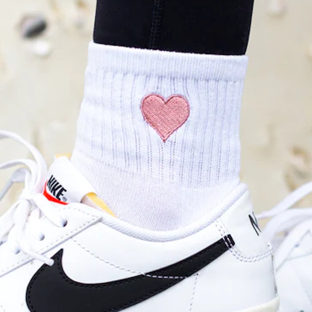 Embroidered Heart Crew Socks from United Monograms