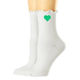 Embroidered Heart Ruffle Sock from United Monograms