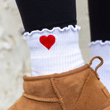 Embroidered Heart Ruffle Sock from United Monograms