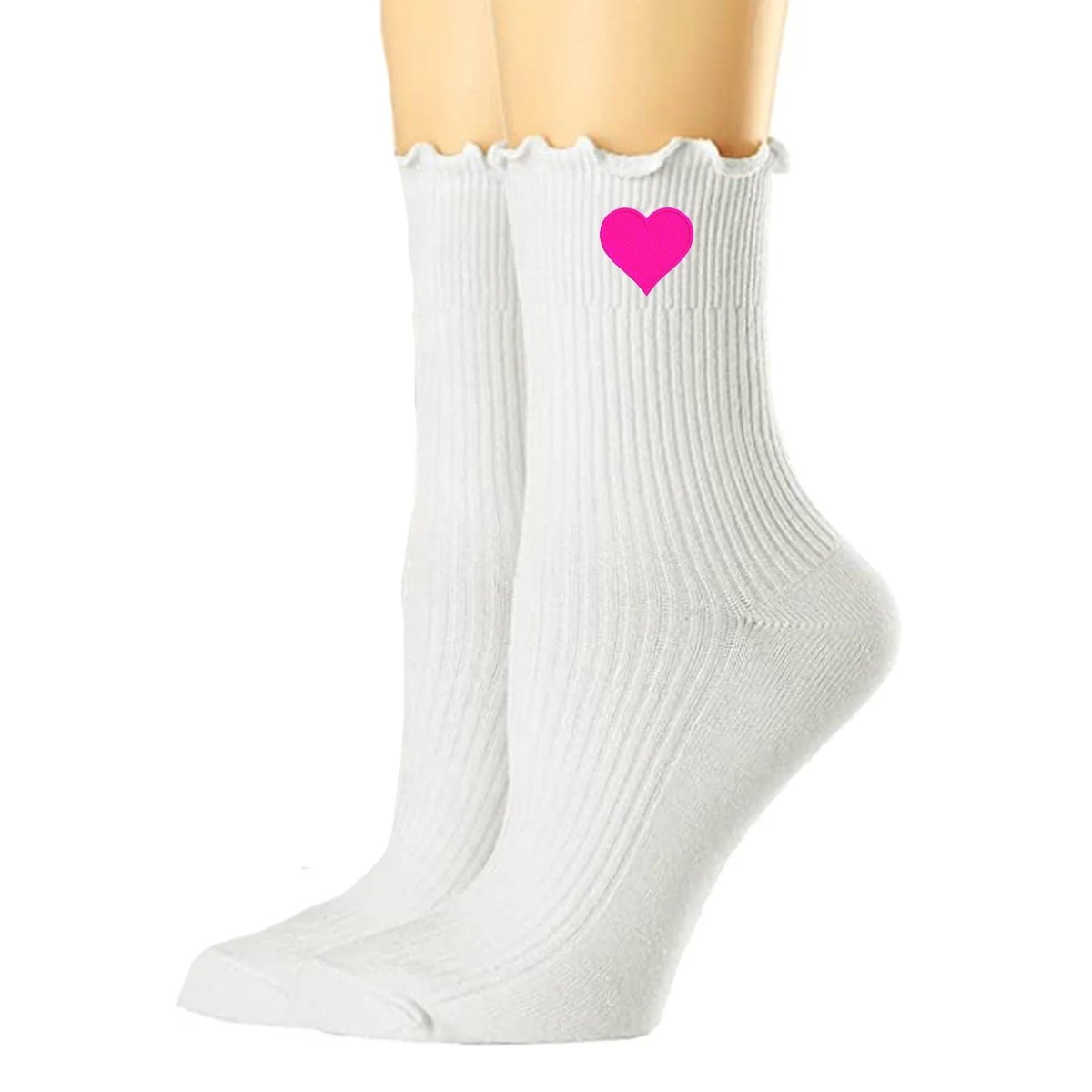Embroidered Heart Ruffle Sock from United Monograms