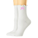 Embroidered 'Ribbon Bow' Ruffle Socks from United Monograms
