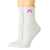 Embroidered 'Ribbon Bow' Ruffle Socks from United Monograms