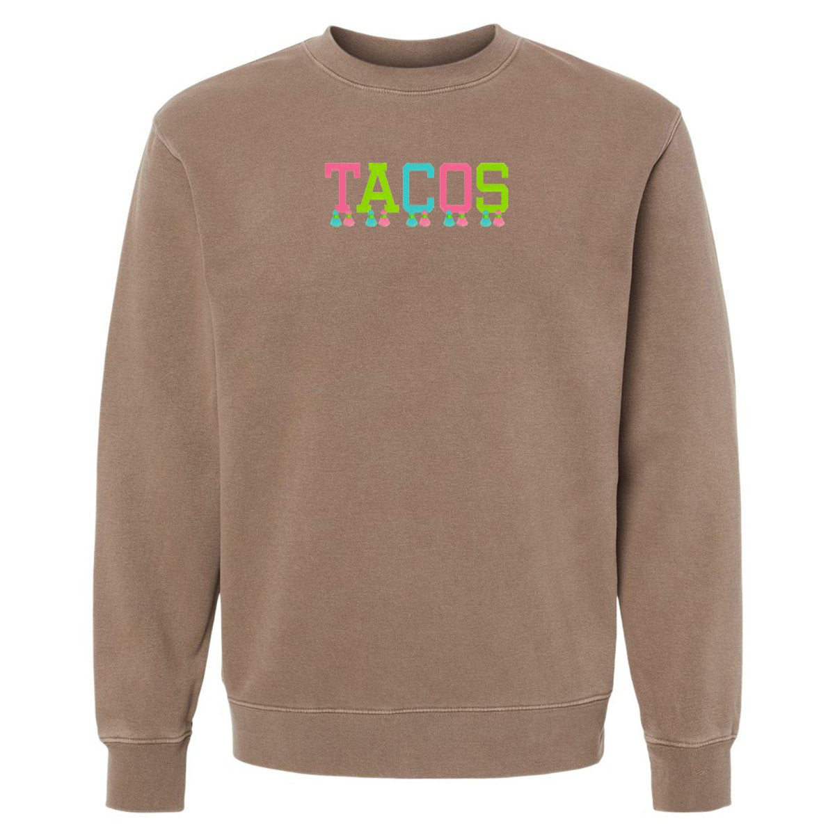 Embroidered Tasseled 'Tacos' Cozy Crew from United Monograms