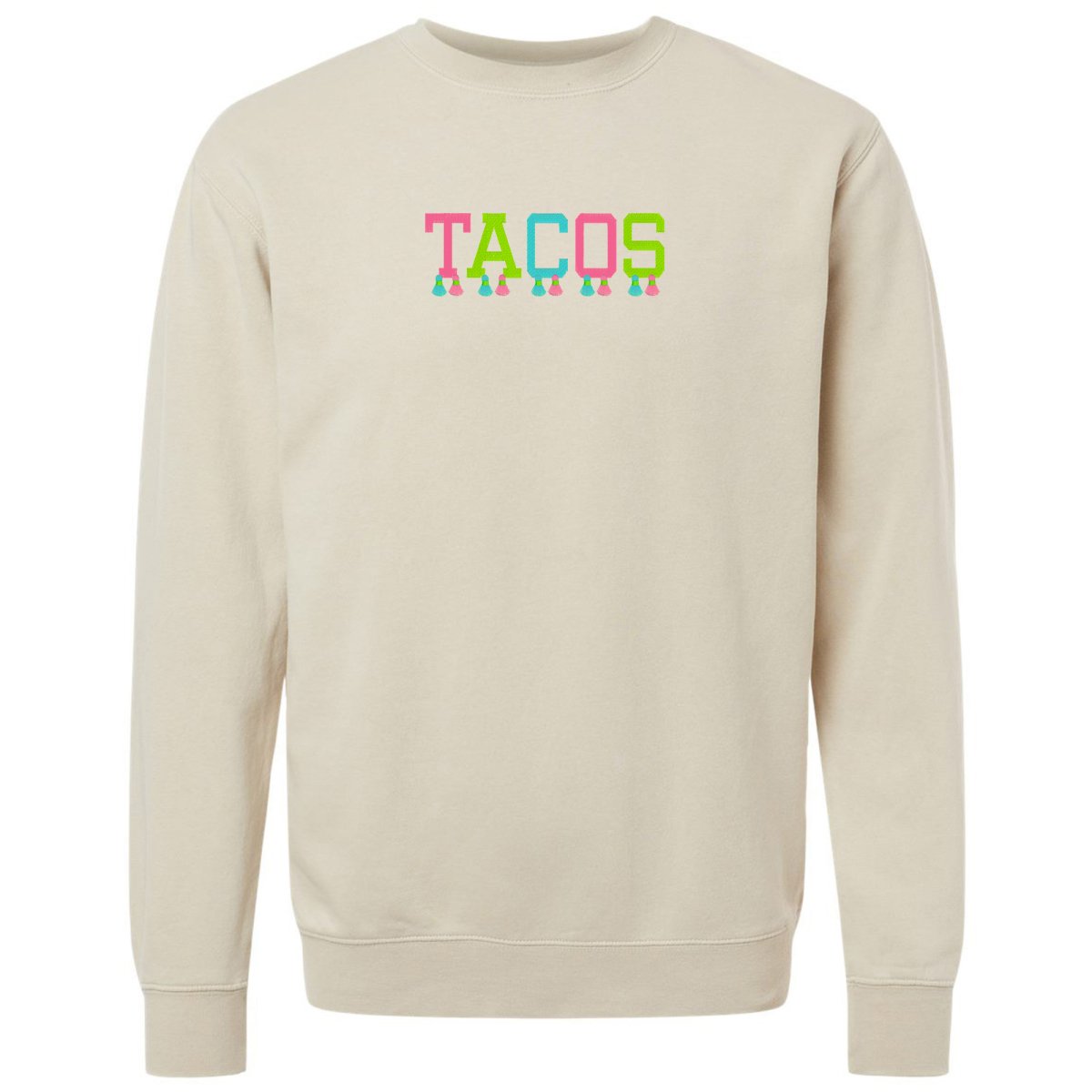 Embroidered Tasseled 'Tacos' Cozy Crew from United Monograms