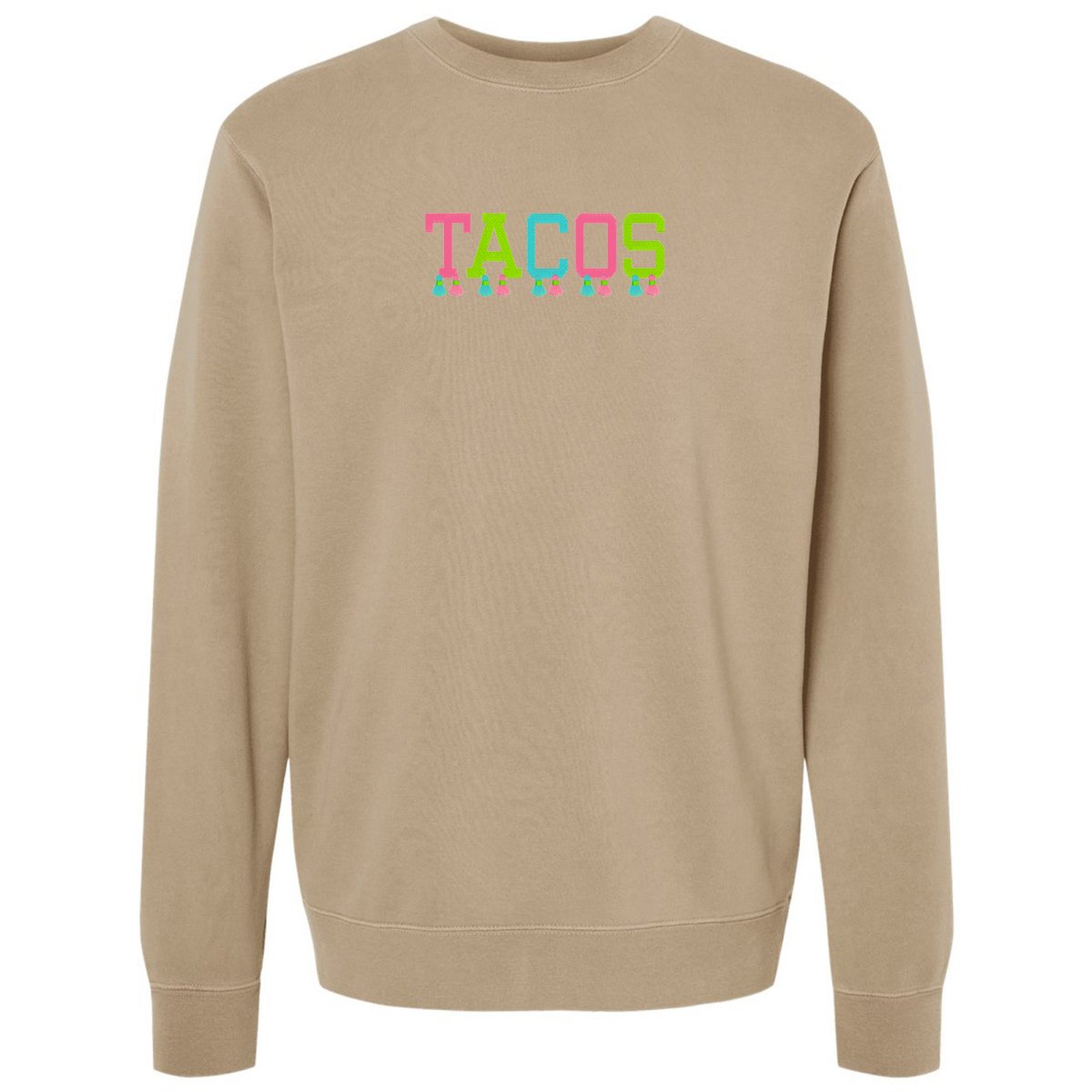 Embroidered Tasseled 'Tacos' Cozy Crew from United Monograms