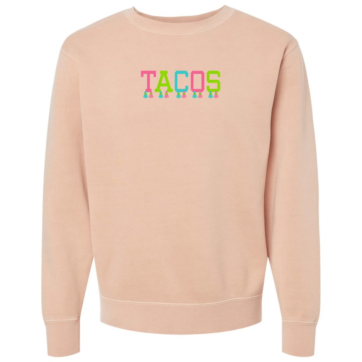 Embroidered Tasseled 'Tacos' Cozy Crew from United Monograms