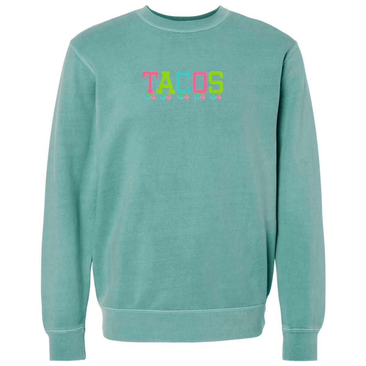 Embroidered Tasseled 'Tacos' Cozy Crew from United Monograms