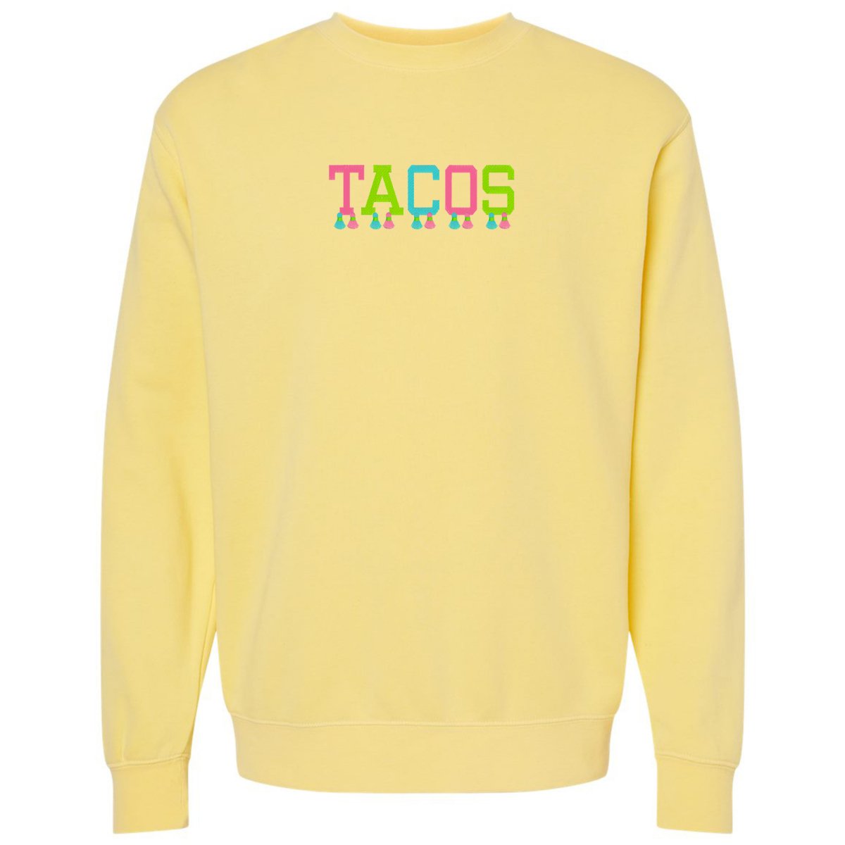 Embroidered Tasseled 'Tacos' Cozy Crew from United Monograms
