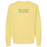 Embroidered Tasseled 'Tacos' Cozy Crew from United Monograms
