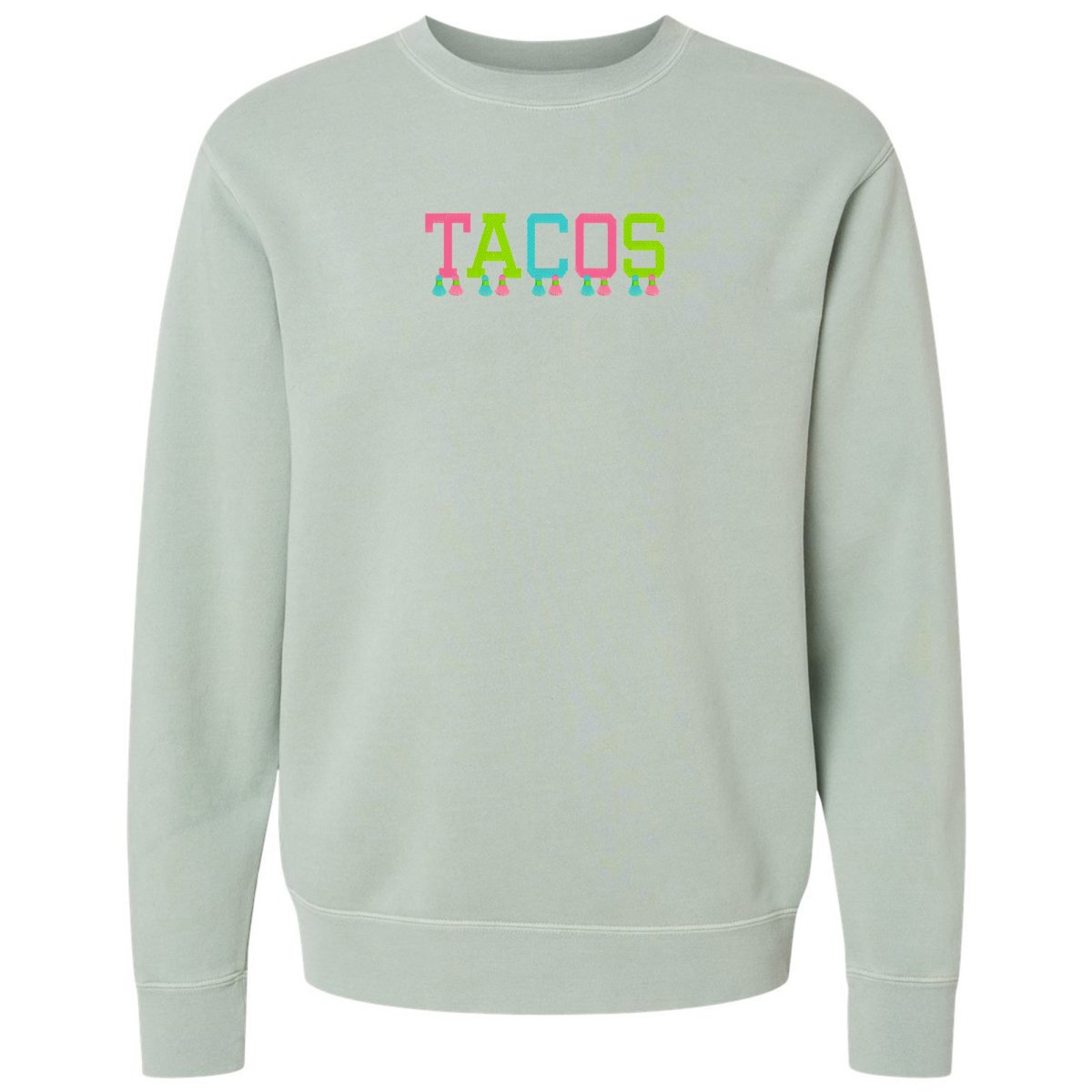 Embroidered Tasseled 'Tacos' Cozy Crew from United Monograms