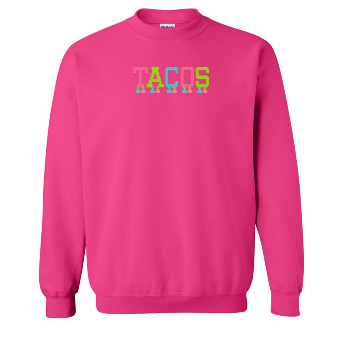 Embroidered Tasseled 'Tacos' Sweatshirt from United Monograms