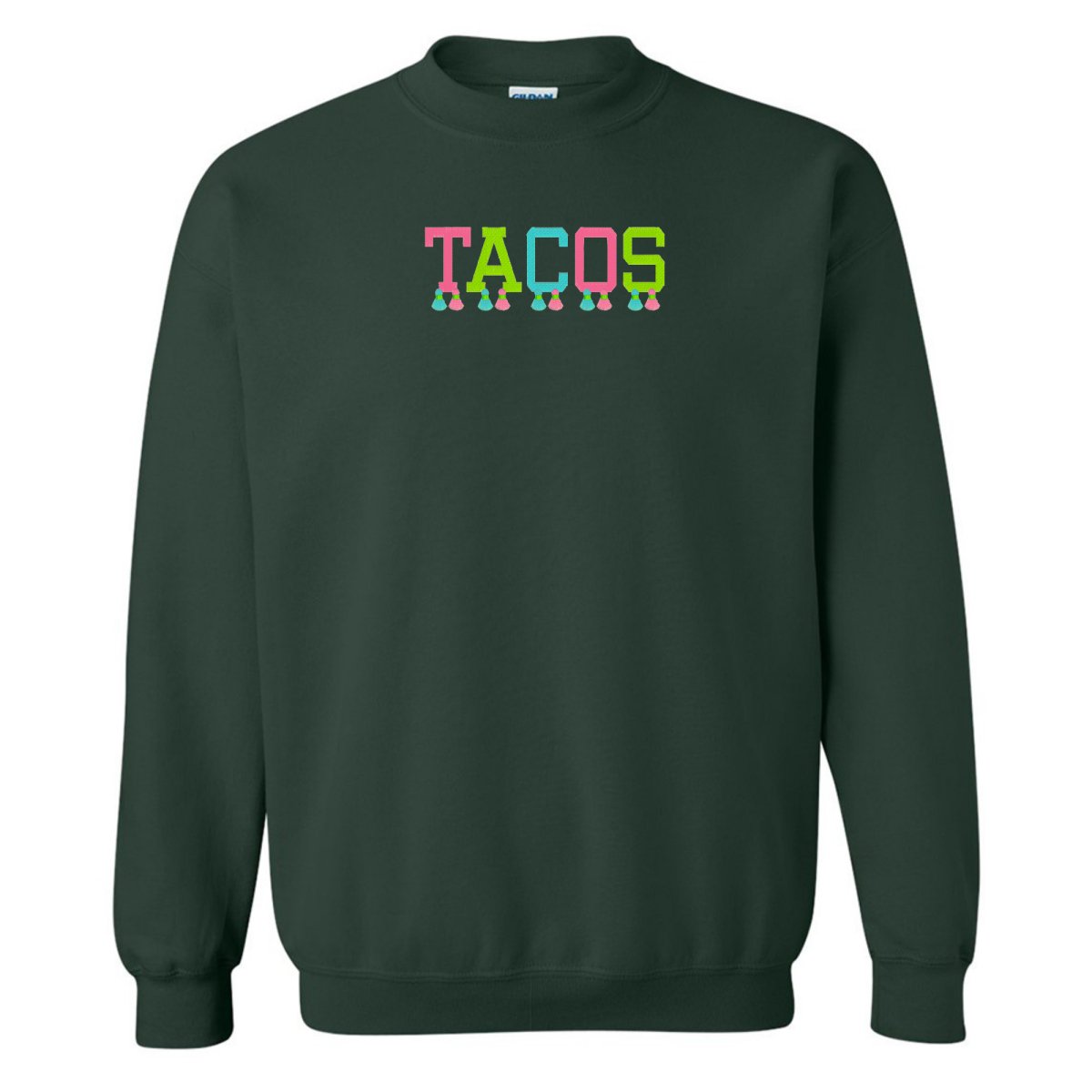 Embroidered Tasseled 'Tacos' Sweatshirt from United Monograms